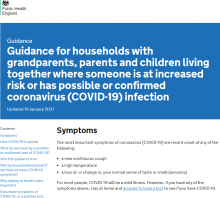 Guidance for households with grandparents, parents and children living together where someone is at increased risk or has possible or confirmed coronavirus (COVID-19) infection [Updated 19th January 2021]